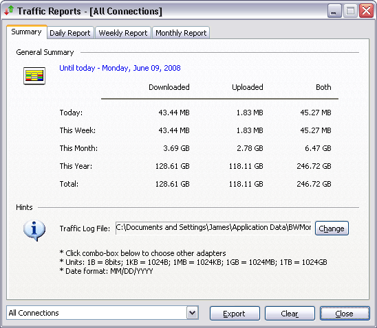 Bandwidth Monitor General Summary Report